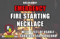 Breakaway Fire Starter Necklace With Extra Camo 550 Paracord Survival Cord