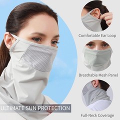 Cooling Balaclava Face Mask UPF 50 Sun Protection One Size, Dark Grey