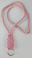 Paracord Survival Lanyard ~ Pink/White ~ 20.0″ ~ 550 Paracord ~ Keys/ID/Lanyard