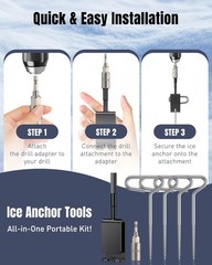 Pawfly 10 Pcs Ice Anchor Tool Kit with Screw Anchors, Tent Multi-color