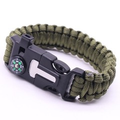 2 Pcs Paracord Survival Hiking Bracelet Fire Starter Compass Whistle, Cut