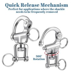 Snap Shackle Sailing Halyard 316 Stainless Steel Clevis Swivel Jaw Hook 6 PCS
