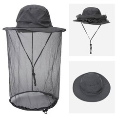 Mosquito Head Net Safari Hat UV Protection Bug Netting Boonie Hats for Men Women