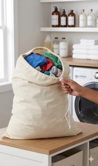Urban Villa Extra Large Canvas Laundry Bag 28×36 Inches, 100% 1 Pack, Natural