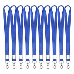 10Pcs 16.9″ Polyester Flat Lanyard with Lobster Clasp for Keys, Blue