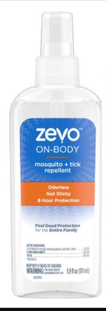 ZEVO On Body Mosquito Tick Repellent Pump Spray Odorless Non Sticky 8 Hour 5.9oz