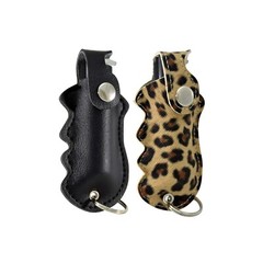 Pepper Defense 2-PACK Pepper Spray Max Strength Black & Leopard Holsters UV Dye