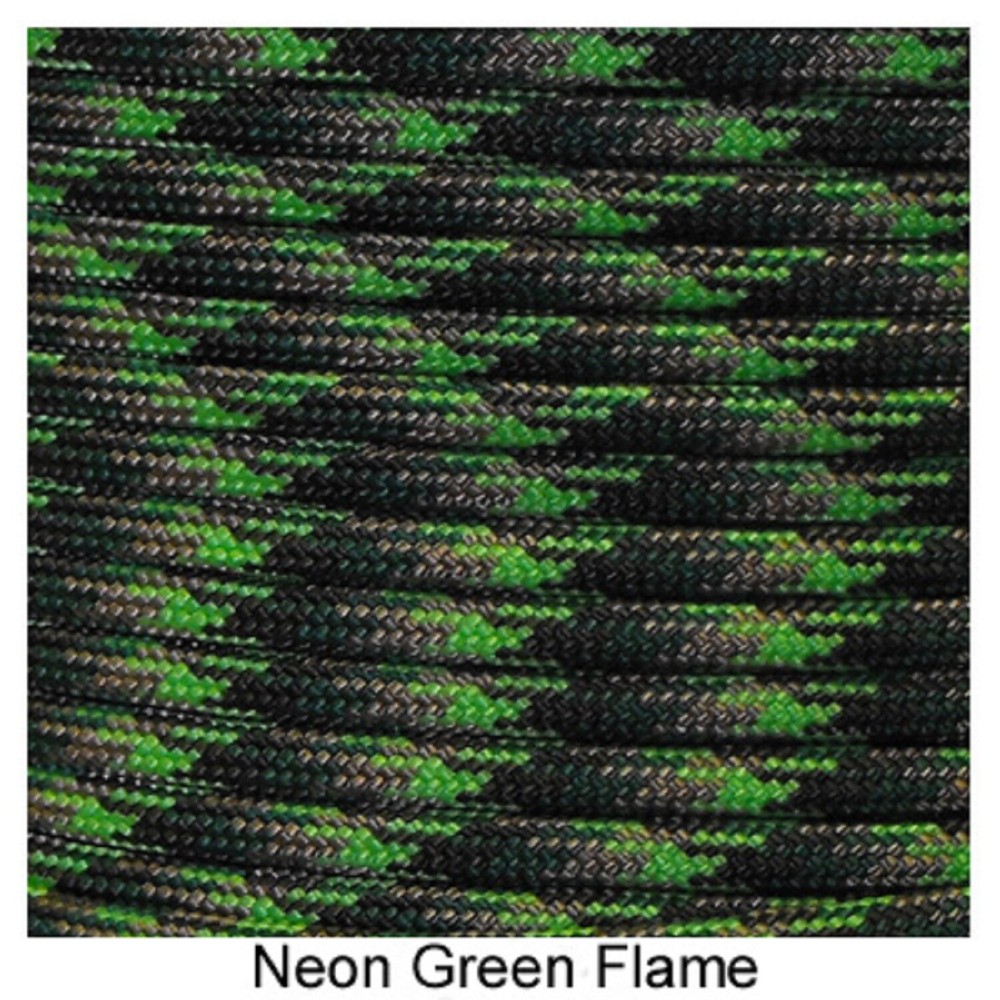 Neon Green Flame Paracord 50 Foot 550 lb 7 Strand Camping Survival Kit Rope