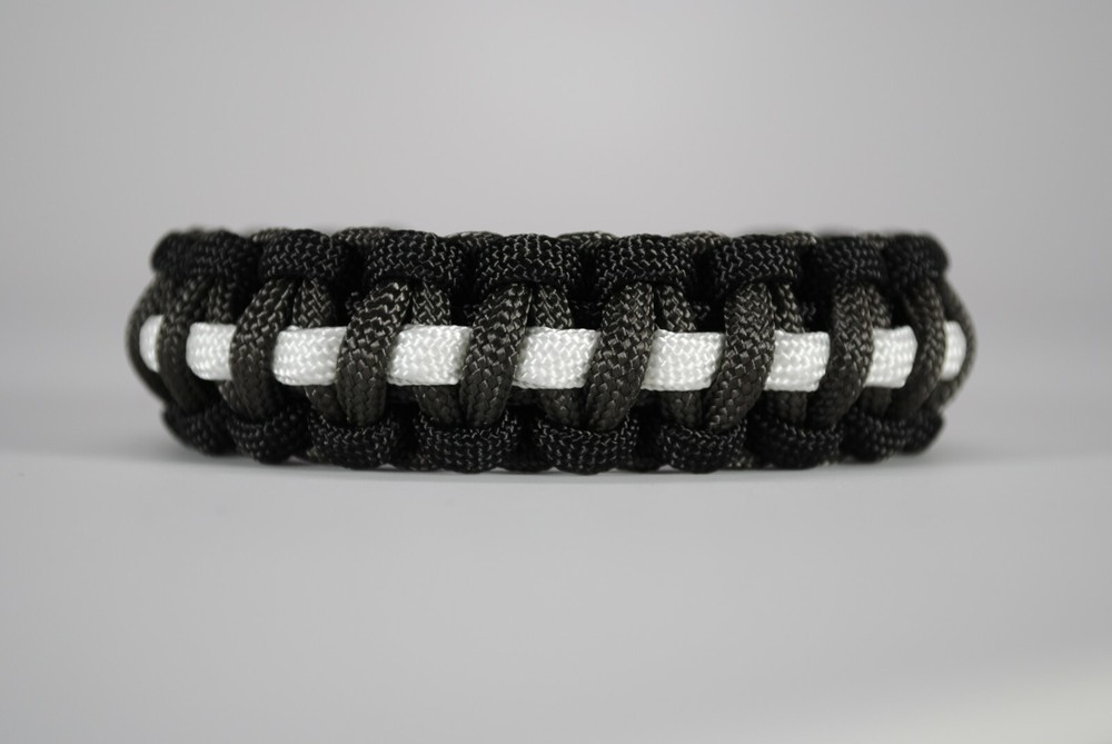 550 Paracord Survival Bracelet Cobra Thin Line Black/Gray/White Made in the USA