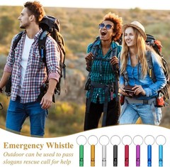 200Pcs Aluminum Emergency Whistle Keychain Multicolor Bulk