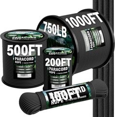 Durable 750 lb Paracord – 100ft Black Utility Rope for Crafting & Outdoor Use
