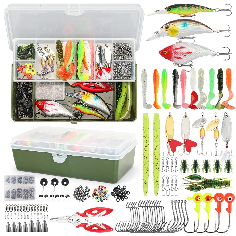 TCMBY 236Pcs Fishing Lures Tackle Box with Included, Various