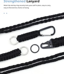 2 Set Heavy Duty Paracord Lanyard and Braided Keychain for ID Card Badge Holder,