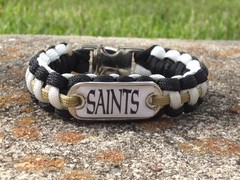 New Orleans Saints Paracord Bracelet w/ NFL Dog Tag and Metal Buckle. AWESOME!!!