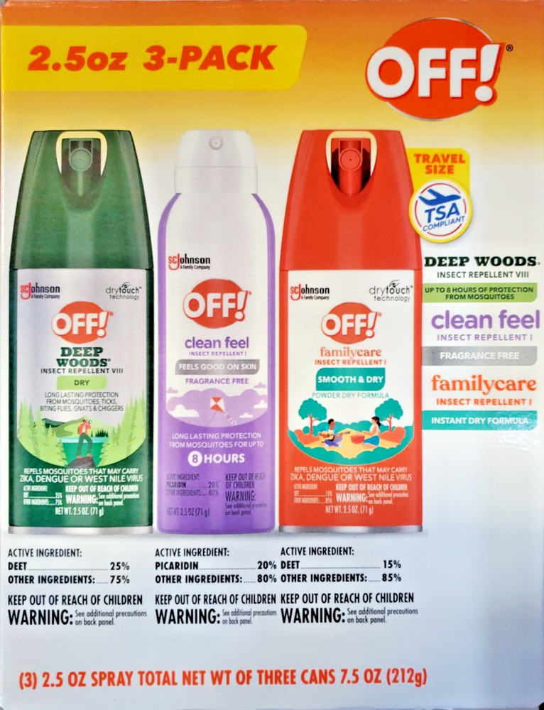 3PK OFF Family Care Smooth Dry Insect Repellent Dry Touch Non Greasy Formula TSA