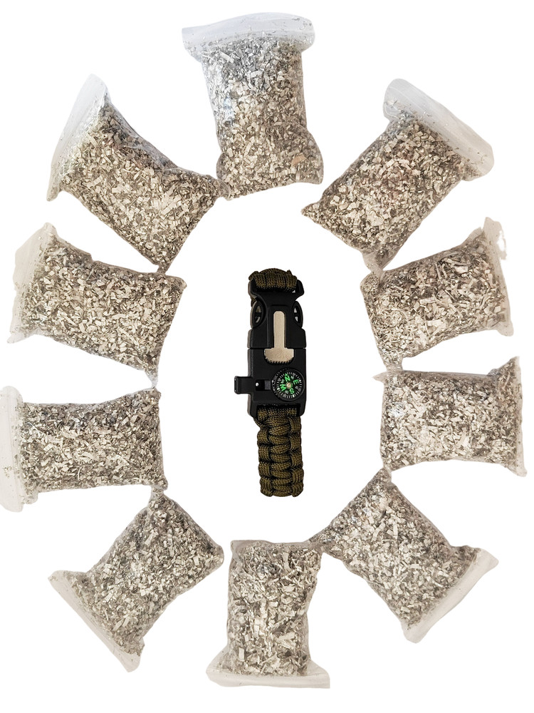 Fire Starter 10 Bags Magnesium Paracord Bracelet 5-1 Kit Wax Rope Emergency Tent