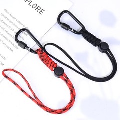2pcs Paracord Keychain Lanyard with Aluminum Alloy Clip, Small Black + Red