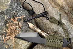 Outdoor Tanto Knife with Firestarter 3″ Blade Stainless Steel Nylon Sheath Camp