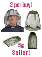 2x Anti-Mosquito Bug Bee Fly Insect Head Net Protection Fishing Hiking Garden