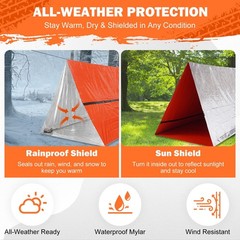 2 Person Mylar Emergency Shelter Tube Tent with Paracord & Whistle