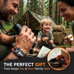133 SUPPLY Tactical Paracord Compass Hiking Survival Bracelet One Size, Black