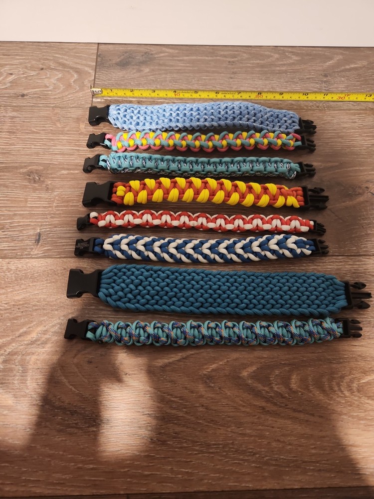 LOT: (8) Paracord Survival Bracelet – Handmade Multicolor