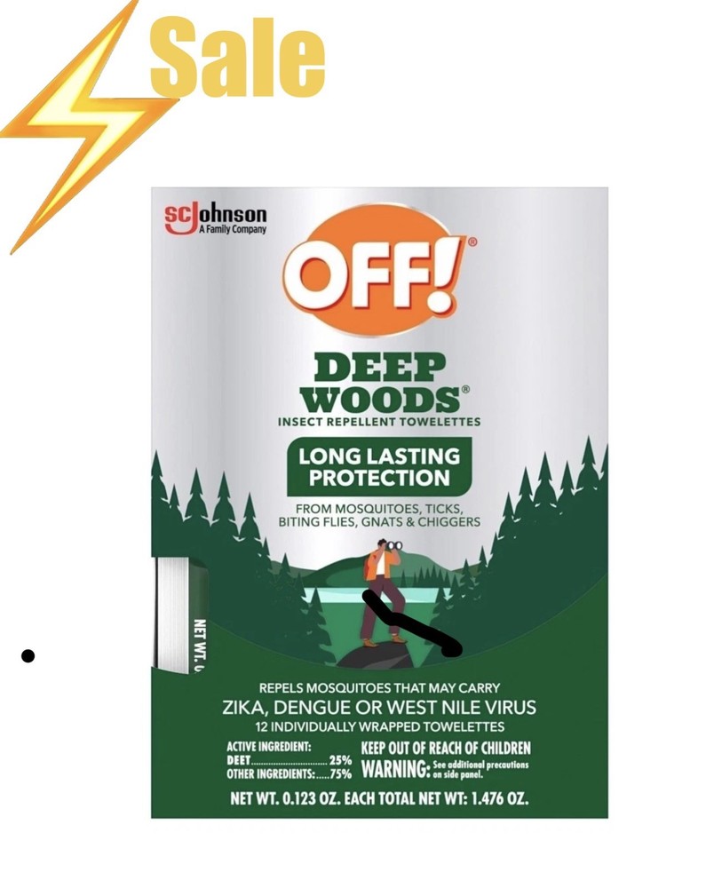 OFF! Deep Woods Mosquito and Insect Repellent Wipes 12 Pack
