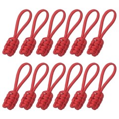 12Pcs Reflective Paracord Zipper Pull, 85 mm Length for Backpacks, Red