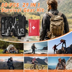 80 in 1 Outdoor Emergency Survival Kit, Multi-Purpose Survival Gear with First H…