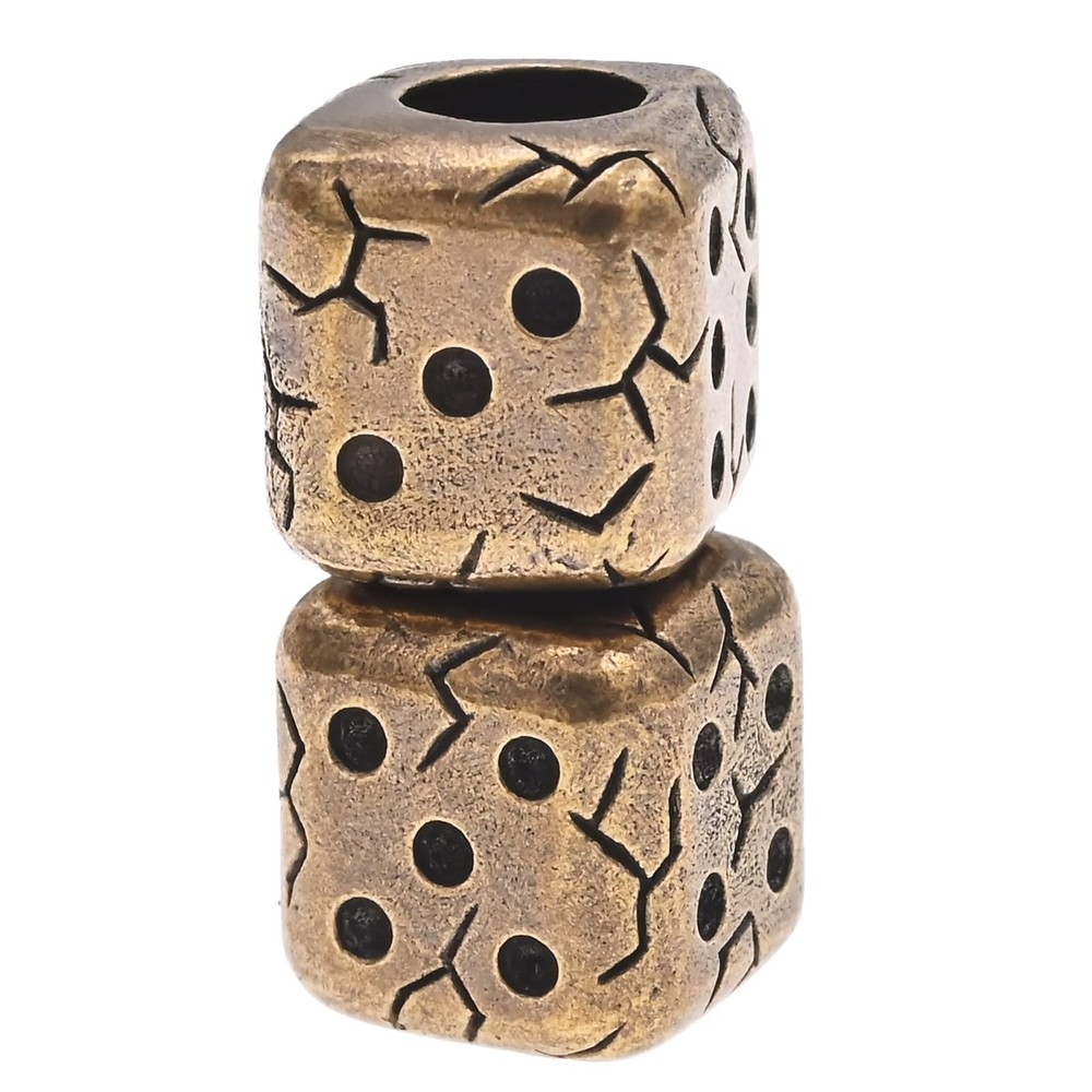 Brass Cube Dice Paracord Beads,2PCS Retro EDC Tools Lucky Charms Pendant for …