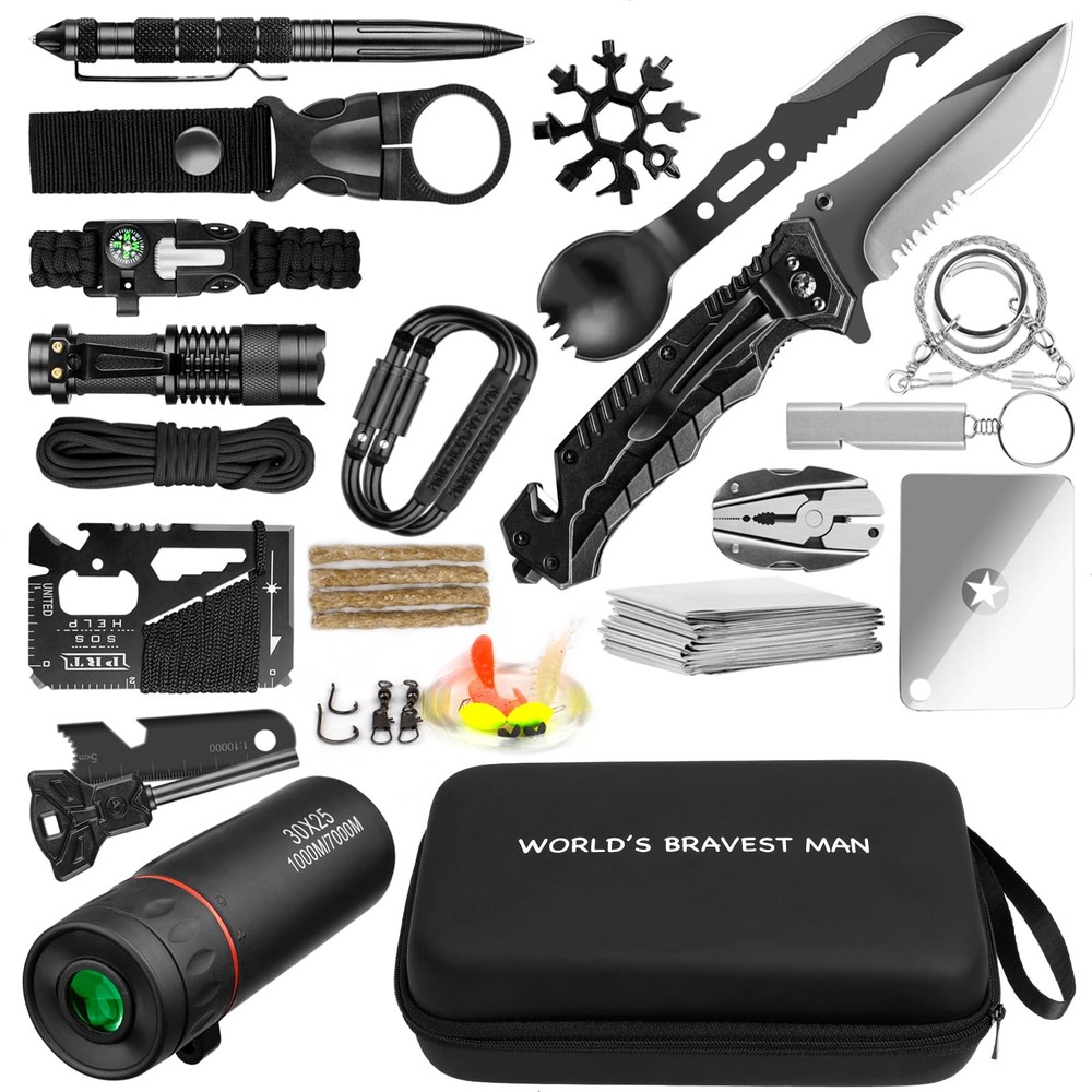 Survival Kit 34 in 1 Emergency Tactical Survival Gear Camping Tool Accessorie…