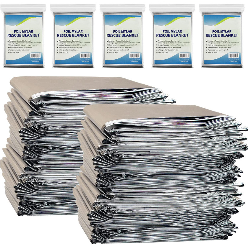 10 individual Emergency Rescue Thermal Foil Mylar Blankets 84 x 52 Same Day Ship
