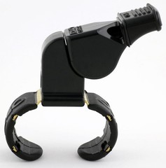 Fox 40 Classic CMG 3-Chamber Pealess Whistle w/ Fingergrip, Black