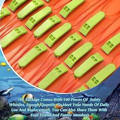 100 Pieces Emergency Whistles with Lanyard Safety Survival Whistles Loud Green