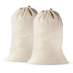 Large Cotton Laundry Bags 24×36 Inch with Drawstring, Heavy Pack of 2, Beige
