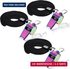 3 Pcs Coach Whistle with Lanyard Stainless Steel Metal Teacher Whistles Colorful