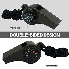 2 Pack Emergency Survival Whistle, 3-in-1 Emergency Whistles with Compass GREEN