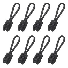 8Pcs Reflective Paracord Zipper Pull, 85 mm Length for Backpacks, Black