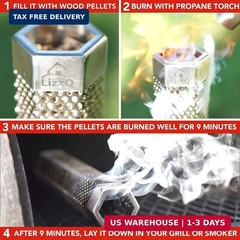 LIZZQ Premium Pellet Smoker Tube 12″ (Set of 2) – 5 Hours of Billowing Smoke, Ho