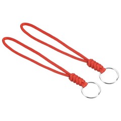 2pcs 8″ Paracord Lanyard with Keyring Wrist Cord Badge Holder Strap, Red