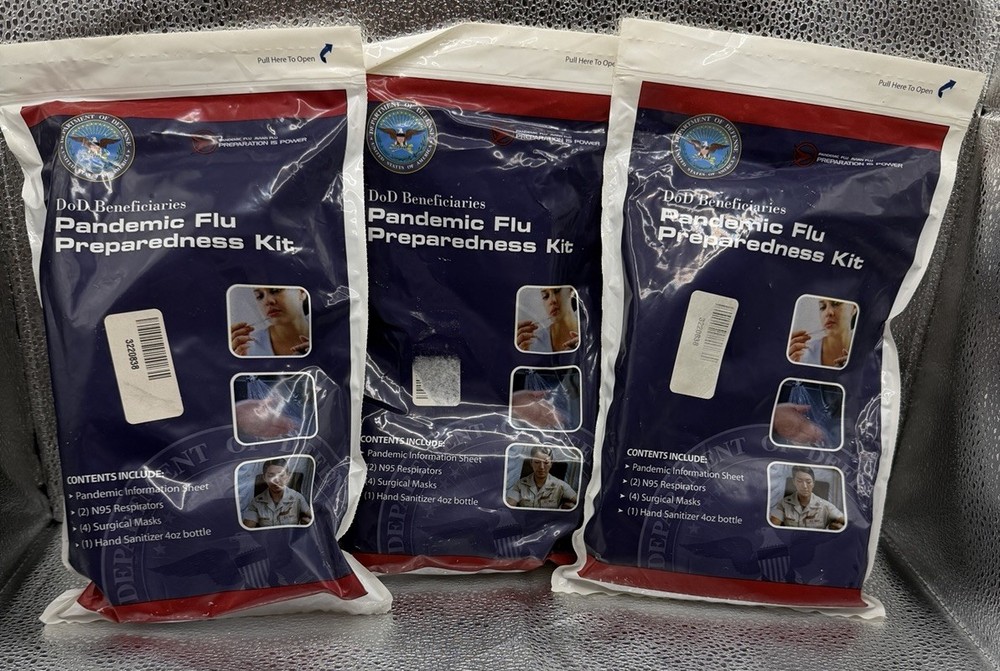DoD Pandemic Flu Preparedness Kits – Lot Of 3 New!USA Department Of Defense!!