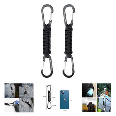 Paracord Keychain Carabiner Clip Black 7.3 Inch Multipurpose Lanyard Backpack