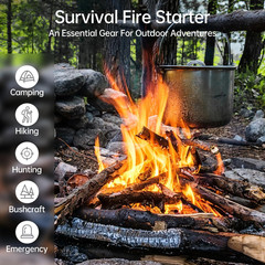 Ferro Rod Fire Starter, Survival Flint and Steel Fire Starter Kit for Hiking, Bu