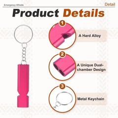 Emergency Whistle, 4 Pcs & Black/Rose Red – Fitting for (Outdoor Camping/Hiking)