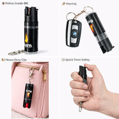 Burn Pepper Spray 4 Pack Police Grade – Maximum Strength Self Defense Keychain