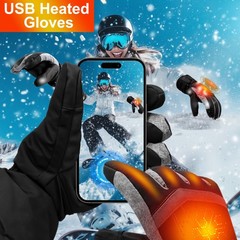 GEMSTONEGO Heated Gloves for Men Women – Electric Hand Warmers Large, Black