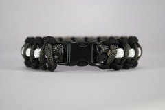 550 Paracord Survival Bracelet Cobra Thin Line Black/Gray/White Made in the USA