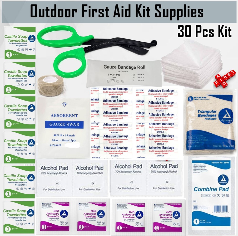 30 Pcs Outdoor First Aid Kit Emergency Survival Medical Supplies for Travel IFAK