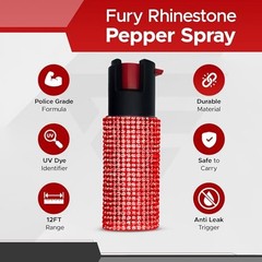 Rhinestone Pepper Spray -12Ft Range, Max Strength, UV Dye Identifier, Ruby