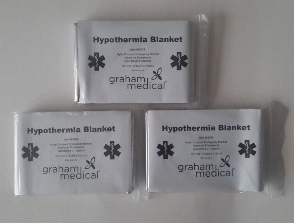 3 Pack Graham medical Thermal Mylar Blankets 84 x 52 New Free Shipping